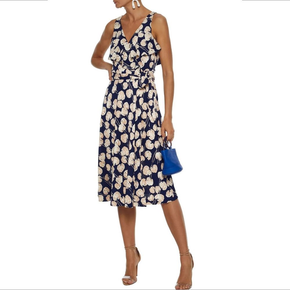 DVF Diane von Furstenberg Naya Kimono Leaf wrap dress midi silk new X-Large 16